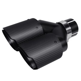Vechkom 2.5 "Inlet to 3.5" Outlet Exhaust Tip 7.48'' overall width Black Dual Y Carbon Fiber Car Rear Tip 9.8" Length Universal for Vehicles with 2.5" O.D. (Matt All Black)