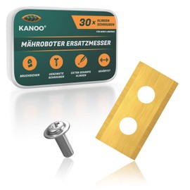 kanoo® Robotic Lawnmower Blade, 30 x Titanium Replacement Blades for Worx Landroid Lawn Robot - Premium Mower Robot Blades - Lawn Mower Robot Replacement Blades with Improved Concept