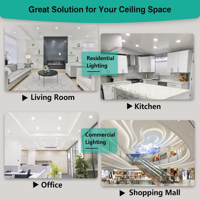 HiBay 8 Pack 6 Inch Canless LED Recessed Ceiling Light,