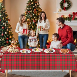 4 Pack Xmas Tablecloth Christmas Plaid Table Cloth Red and Green Checkered Table Covers Xmas Buffalo Plaid Tablecloth Party Decorations for Winter Holiday New Year Party Supply 51 x 86 in