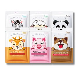 Hydrating Face Mask 6PCS - Collagen Infused Sheet Masks with Animal Designs for Glowing Skin, Deep Moisture & Pore Refining, Perfect for Spa Night, Self Care Routine & Birthday Gifts for Women