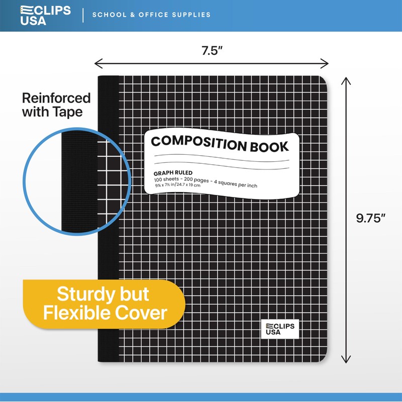 VEEBOOST Composition Notebooks, Quad Ruled, Graph Paper Composition Notebook, Graph