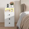LIKIMIO Narrow Nightstand with Charging Station and LED Lights, Modern