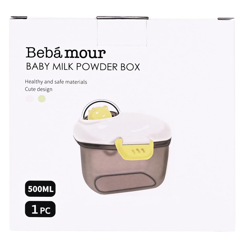 Bebamour Baby-Milchpulver-Spender Topf Formel-Spender für Baby-Snack-Spender(Brown,transparent Type)