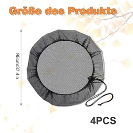 ASOFTY 4 Stück Regentonnen Netz, Verstellbare Regentonne Abdeckung mit Zugkordel, Wetterbeständiger Regentonnenabdeckung, Rund Regentonnennetz für Schutz vor Laub, Insekt (95cm)