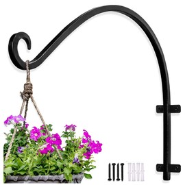 cailiya 1 Piece Plant Holder Hanging Basket Holder Iron Wall Hook Hanging Basket Wall Holder Hook for Hanging Planter Bird House Lantern Wind Chimes Wall Sconce - Black