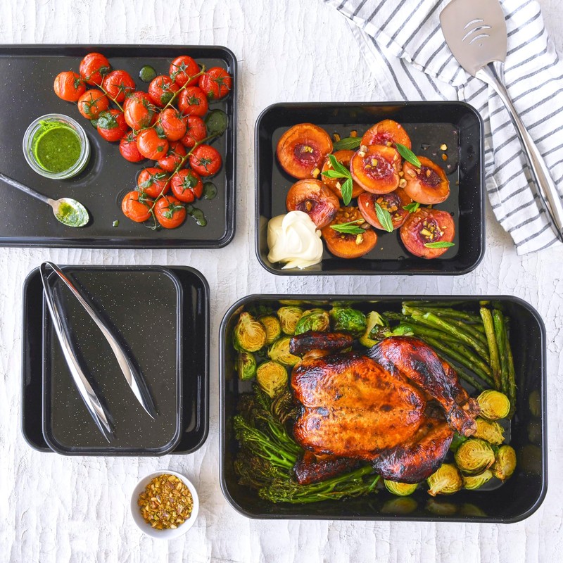 Bakemaster Professional Vitreous Enamel Non-Stick Baking Tray, Black, 24 x