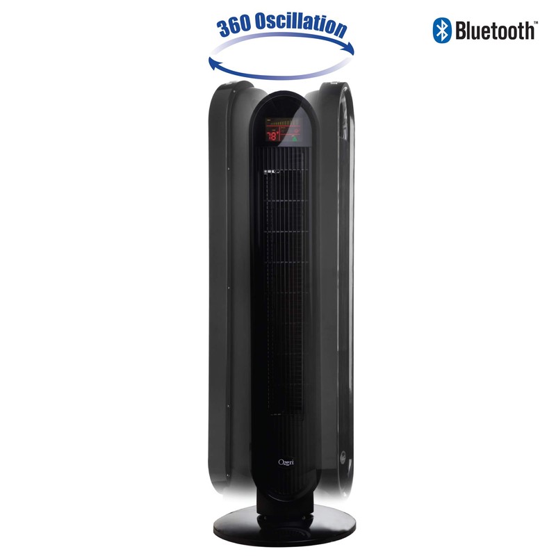 Ozeri 360 Oscillation Tower Fan, with Bluetooth and Micro-Blade Noise