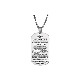SBI Jewelry Daughter Dad Necklace for Women Men Silver Pendant I Love You Father Mother Daddy Mommy Christmas Family Birthday Anniversary