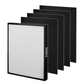 Popurure 30940 Replacement Filter Compatible with Hunter Air Purifier, fits 30210 30214 30215 30216 30225 30244 30245 30260 30398 30400 30401 30402 30525 36260 36395 37225, 1 HEPA Filter + 4 Prefilter