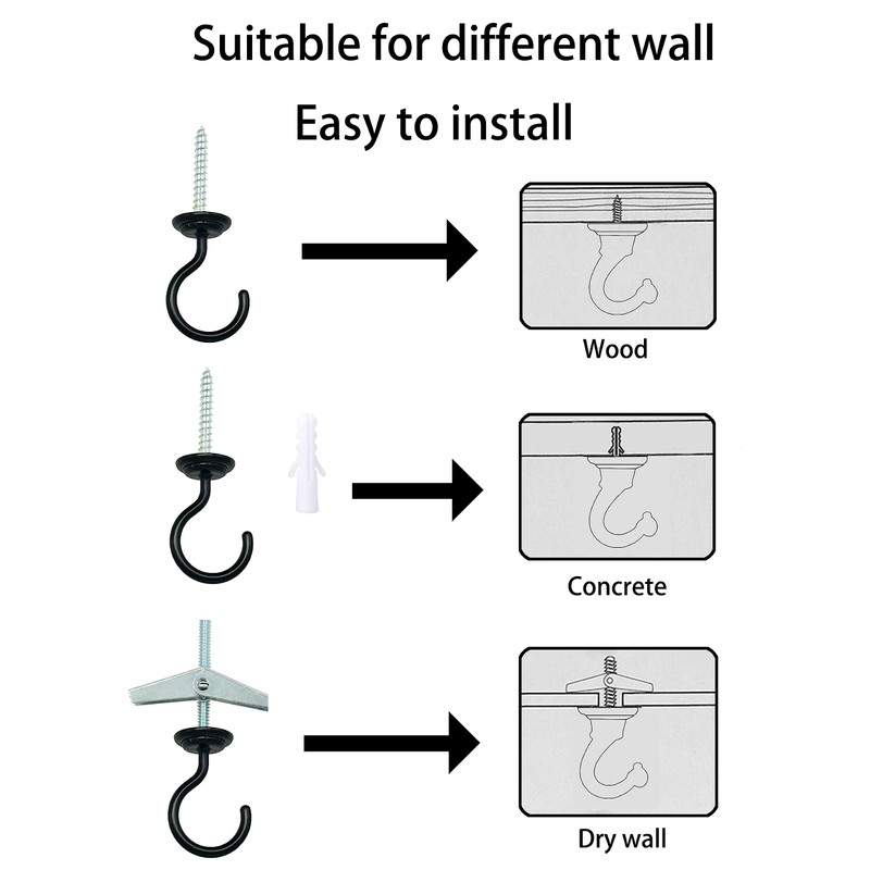 EVSTELUO 2 Sets Large Swag Ceiling Hooks Heavy Duty Swag