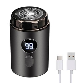 Mini afeitadora eléctrica con bolsillos para hombres, gran cabezal de afeitado flotante, afeitado rápido, mini afeitadora portátil IPX7, pantalla LED de carga USB C, ideal para viajes, automóvil, uso