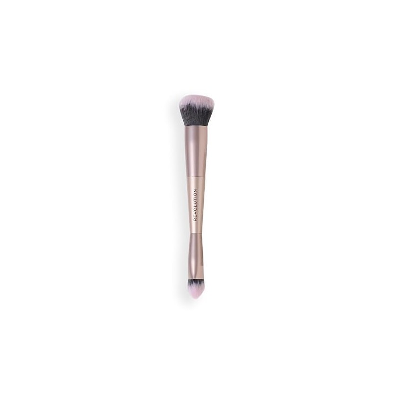 Revolution Flawless Flex Duo Brush, Dual-Ended Makeup Brush, Synthetic Bristles,