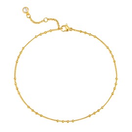 MEVECCO Anklet for Women Gold Quartet Satellite Chain 14K Gold Plated Dainty Boho Beach Summer Simple Foot Jewelry Ankle Bracelet