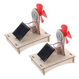 Lurrose Set of 2 Solar Energy Kids Popular Science Handmade DIY Science and Technology Small Production Elementary School Educational Science Experiment Materials Package (Solar Fan) Home Fan Wooden