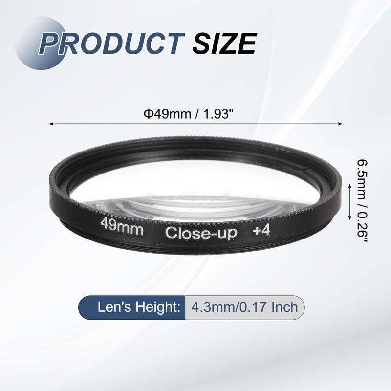 PATIKIL 49mm Close-up Filter Macro Lens Filter +4 Diopter Magnification