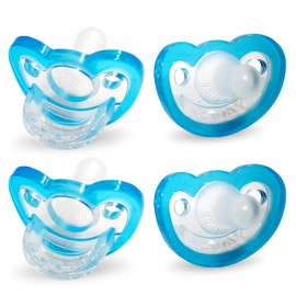 RaZbaby Jollypop Pacifier for Newborns & Up, USA Made, Natural Shaped Orthodontic Binky, Lovingly Shared in NICUs & Hospitals Worldwide, Medical-Grade 100% BPA-Free - 0-3 Months, 4 Pack - Blue