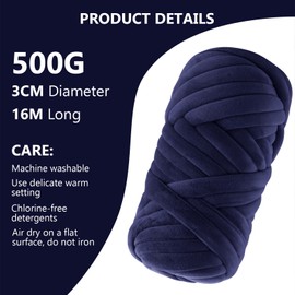 POFIBO Thick Wool Yarn, 500 g Chunky XXL Wool for Hand Knitting, Arm Knitting Wool, Tube Yarn, Hand Knitting Yarn, Wool for Crochet for Beginners, Blankets, Baskets, DIY Crafts, Length Approx. 16 m,
