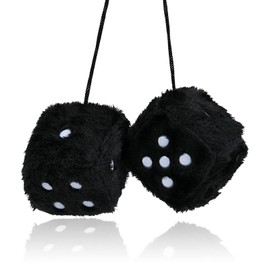 HOFJOS 3" Fuzzy Dice for Rear View Mirror Accessories, Valentines Day Gifts, Cute Car Accessories, Ornament Interior Decoration, Car Decor, Car Hanging Ornament (Pair Black)