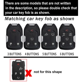 ontto Key Fob Cover Fit for GMC 6-Button Key Remote Sierra 1500 2500HD 3500HD Yukon Acadia Terrain,Antiscratched Car Key Skin Fit for Chevy Silverado 1500 2500HD 3500HD Tahoe Suburban,Black