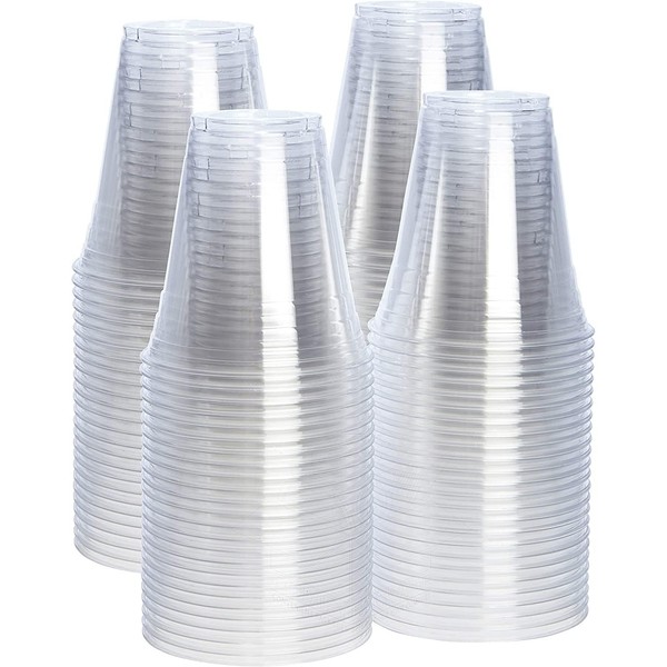 Convenient DISPOSABLES (12oz-100Pack) Crystal Clear PET Plastic Cups for Party-