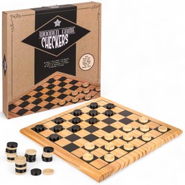 MIJOMA Wooden Board Game - Chess, Dame or Solitaire - Classic Wooden Game, Approx. 28.5 x 28.5 cm, Thinking Game for Children and Adults (Lady)