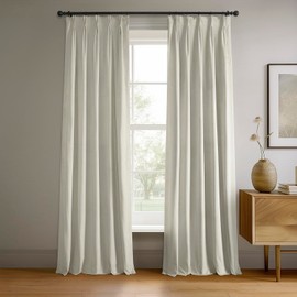 HPD Half Price Drapes Velvet Blackout Curtains/Drapes - 84 Inches Long 1 Panel Blackout Curtain Signature Pleated for Living Room & Bedroom - 25W X 84L, Off White
