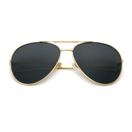 Dollger Oversized Aviator Sunglasses Women Men Trendy Gold Designer 70s Retro Shades Metal Frame UV Protection Gradient Black