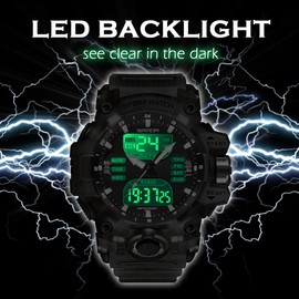 findtime Mens Sports Watch Military Watches for Men Waterproof Watch Mens Digital Watches Rugged Watch with LED Backlight Alarm Stopwatch, Black Orange