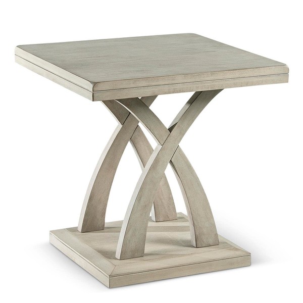 Steve Silver Jocelyn Decorative Base and Double Edge Top, Constructed from Hardwood Solids and Mango Veneers End Table, 24 x 24 x 24, Light Grey