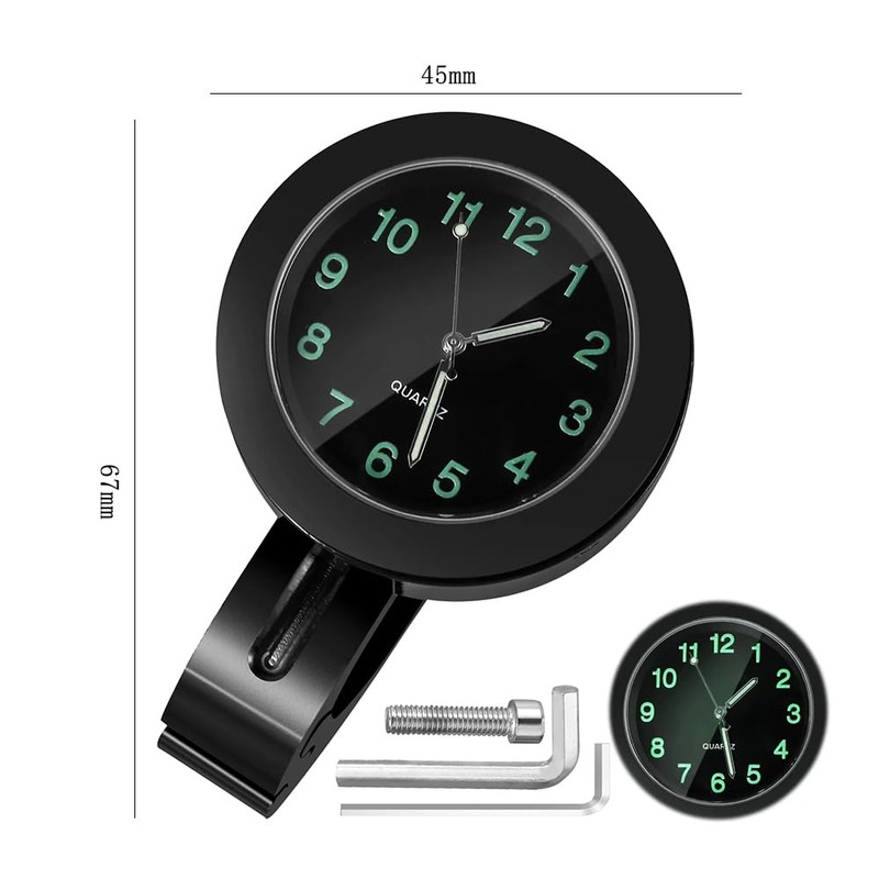 Motorcycle Handlebar Clock Bike Handlebar Mount Clock 7/8" Universal Waterproof