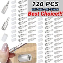 Self-Tapping Screws Cabinet Laminate Support, New Shelf Pins with Non-Slip Sleeve, Shelf Holder Steel Pin Peg Self Drilling Screws, Self-Tapping Integrated Screws Cabinet Laminate for Kitchen Cabinets, Bookcases, Wardrobes, Glass Furniture:_120 PCS（Best Choice!!!）