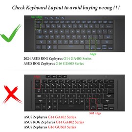 Keyboard Cover Skin for ASUS ROG Zephyrus G16 2024 16" GU605 GU605MV GU605MI GU605MY GU605MZ GU605MU, ASUS ROG Zephyrus G14 2024 14" GA403UU GA403UV GA403UI Keyboard Protector - Black
