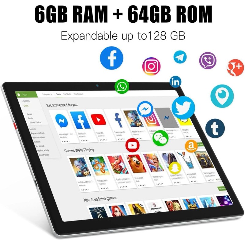 AEEZO Tablet 10 Inch Android 13 Tablet 6+64GB Quad Core
