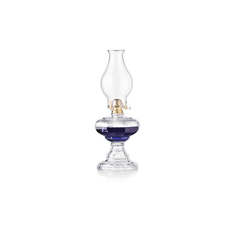 Clear Pedestal Style Oil Lamp with Plain Flare Top Large