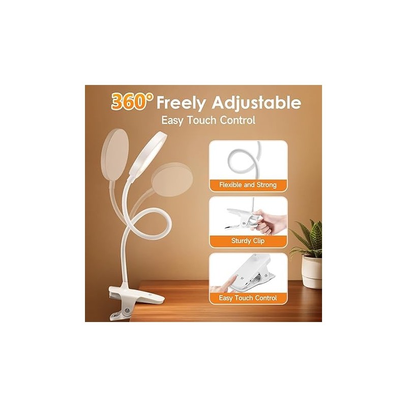 USB Clip Lamp with Adjustable Level Brightness – Flexible Desk