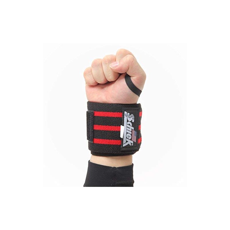 Schiek Wrist Wrap, 24 Inches, Free Weight Training Use, red