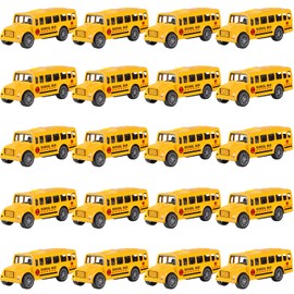 FANELEQU 20 Pack 3.4" Yellow School Bus Toy Playset, Die-cast Metal Pull Back Vehicles Toy for Boys Girls Kids Toddlers