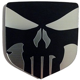 24Designs Compatible Front Emblem Full Punisher Silver Replacement for Dodge Challenger
