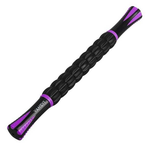 Yansyi Muscle Roller Stick for Athletes - Body Massage Roller Stick - Release Myofascial Trigger Points Reduce Muscle Soreness Tightness Leg Cramps & Back Pain for Physical Therapy & Recovery (Purple)