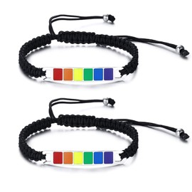 OIDEA Stainless Steel Rainbow Gay Couples Rope Braided Bracelet for June Lesbian Pride Month