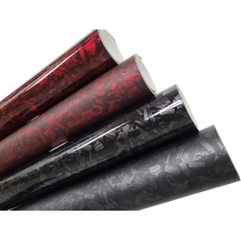 Gloss Matte Infused Forged Carbon Fiber CF Black Red Vinyl Car Vehicle Wrap Air Release Bubble Free Roll (Gloss Red, 3FT x 5FT)