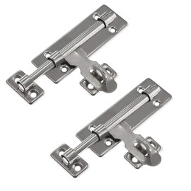 LDEXIN 2 Set Heavy Duty Door Sliding Latch Lock with Padlock Hole, 6 Inch Slide Bolt Gate Latch, Thickened Stainless Steel Barrel Bolt for Wooden Fences & Barn Doors