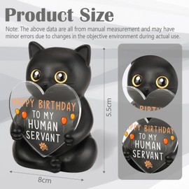 Humorous “Happy Birthday to My Human Servant” Black Cat Themed Desktop Gift, Funny Feline Gifts for Cat Owner Cat Lady Gent Pet Lover Friend Family, Birthday Home Office Decor Figurines SHM07