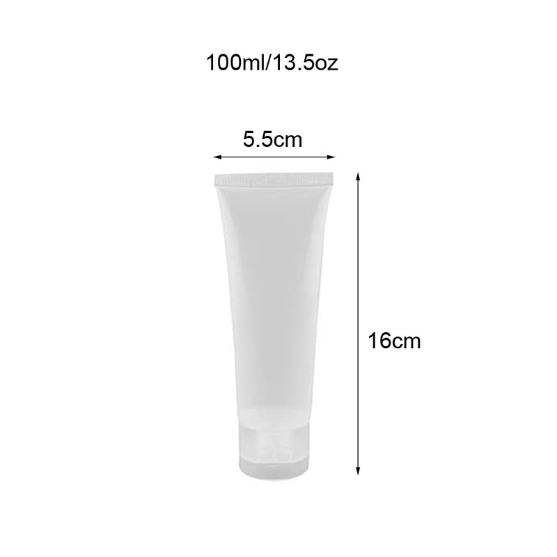 12 x 100ml Empty Refillable Clear Plastic Cosmetic Sample Tubes