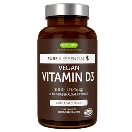 Igennus Natural Vegan Vitamin D3 1000IU, Clean Label, 365 Tablets