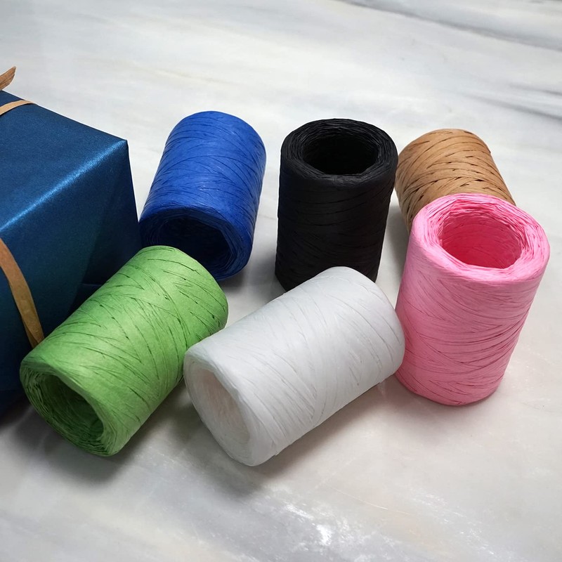 HAMUIERS Raffia Ribbon for Gift Wrapping, Packing Paper Twine Ribbon,