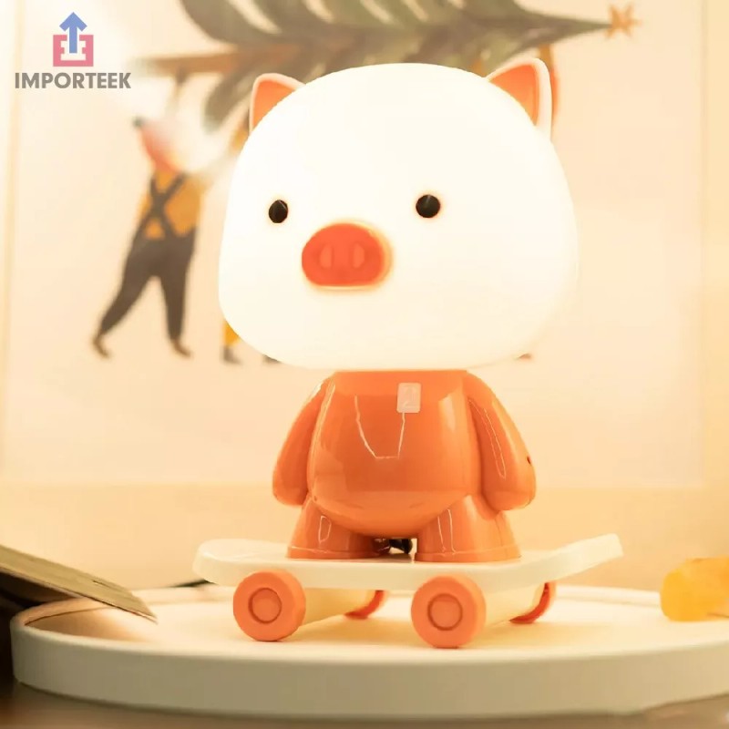 Importeek 5pz Lampara Luz Led Touch Infantil Cerdo Escritorio Decora