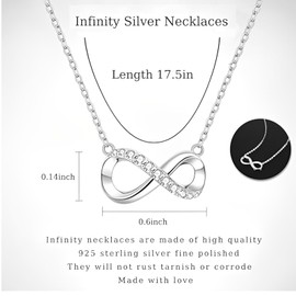 YzmrBdqc Infinity Pendant Necklace, Gifts Necklace, Crystal Pendant, Dainty Choker Necklaces, Necklaces for Women, Infinity Eternity Love, Birthday Gifts for Mom, Girlfriend