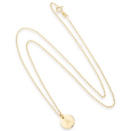 Miabella 925 Sterling Silver or 18K Yellow Gold Over Silver Round Initial Pendant Necklace for Women 18 to 20 Inch Chain, Dainty Letter Necklace Made in Italy (T, yellow gold plated silver)